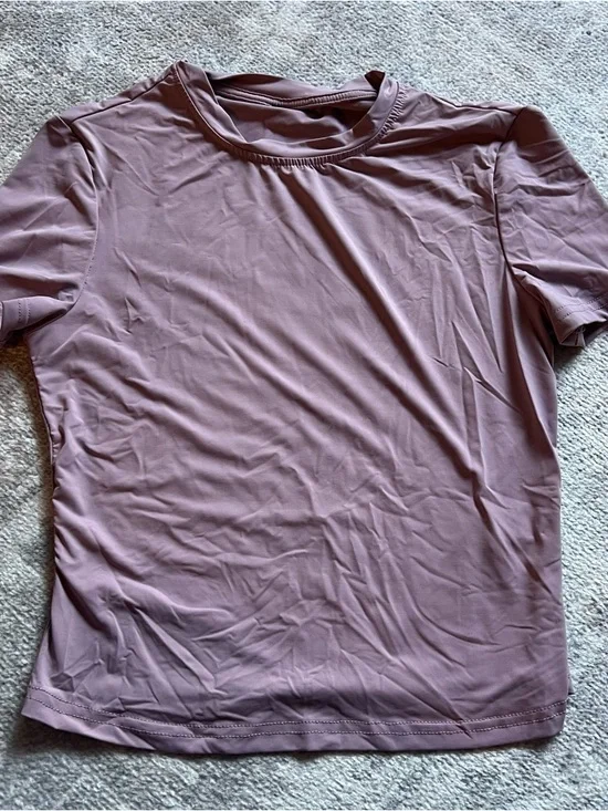 Women's Short Sleeve Crewneck Top - Light Mauve - Picture 2 of 3